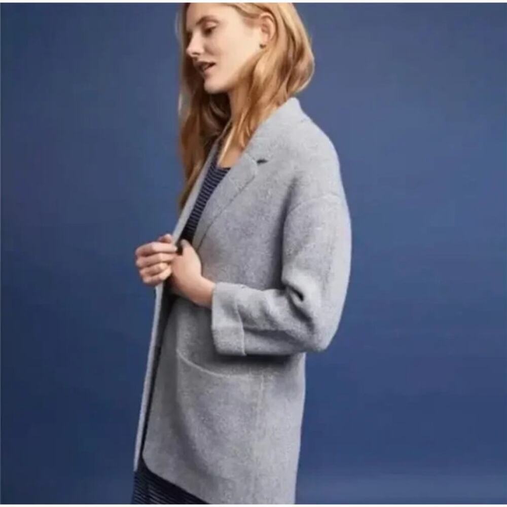 Anthropologie Moth Grey Knit Open Front sweater coat cardigan Sz S j crew
